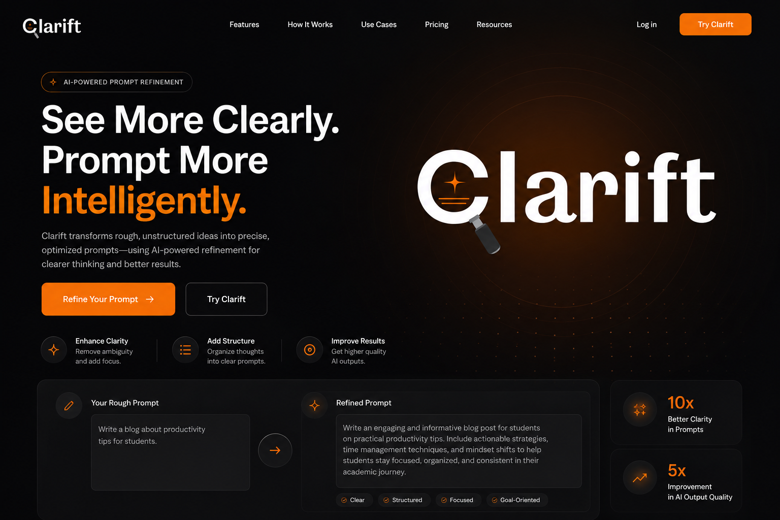 Clarift Logo on Amber Background